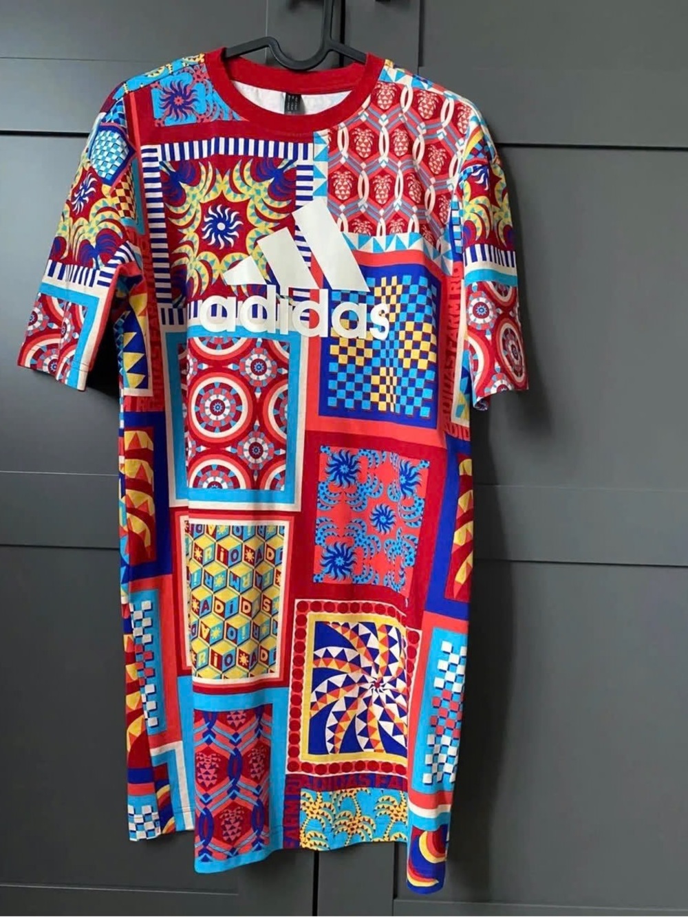 FARM Rio All Over Print Slim T-shirt Dress Adidas Collab Women's Size M - Picture 10 of 13